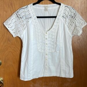 J.Crew embroidered eyelet short-sleeve blouse